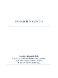 RESEARCH PARADIGMS - Center for Homeland Defense and …