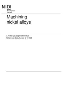 Machining nickel alloys - Nickel Institute
