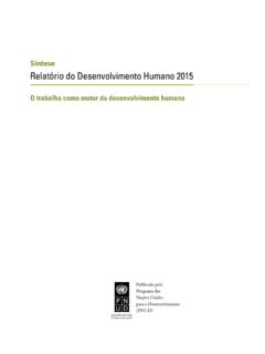S&#237;ntese Relat&#243;rio do Desenvolvimento Humano 2015