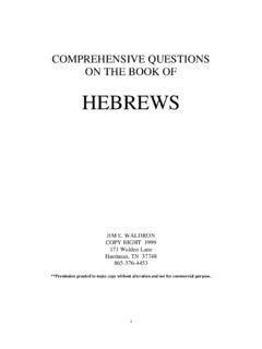 HEBREWS STUDY QUESTIONS - Waldron Missions