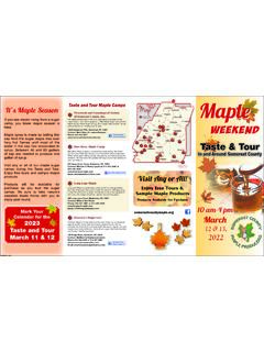 Taste and Tour Maple Camps Map Maple