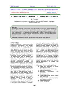 INTRANASAL DRUG DELIVERY TO BRAIN: AN OVERVIEW