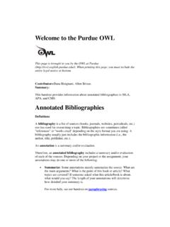 Purdue OWL Guide to Annotated bibliographies