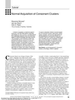 Normal Acquisition of Consonant Clusters - Paul E. Reed