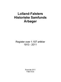 Lolland-Falsters Historiske Samfunds &#197;rb&#248;ger