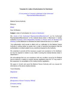 Letter of Authorisation Distributor - Medical device
