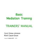 Basic Mediation Training TRAINERS’ MANUAL - …