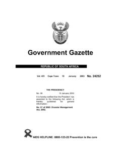 Disaster Management Act [No. 57 of 2002] - Gov