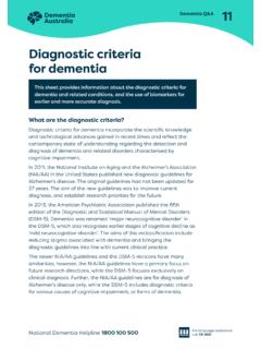 Dementia Q&amp;A 11 - Diagnostic criteria for dementia