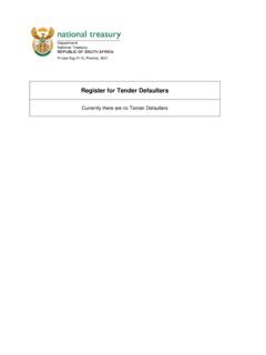 Register for Tender Defaulters - National Treasury
