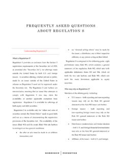 Frequently Asked Questions about Regulation S
