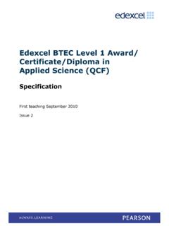 Edexcel BTEC Level 1 Award/ Certificate/Diploma in …