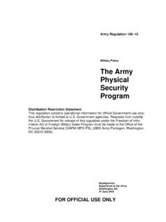 Military Police The Army Physical Security Program