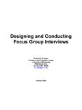 Designing and Conducting Focus Group Interviews