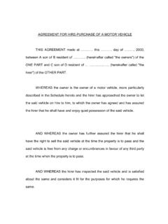 AGREEMENT FOR HIRE-PURCHASE OF A MOTOR VEHICLE