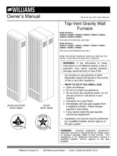 Owner’s Manual S Top-Vent Gravity Wall Furnace