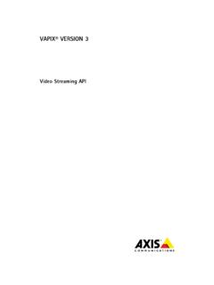 VAPIX Video Streaming API - Axis Communications
