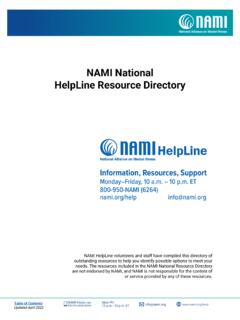 NAMI National HelpLine Resource Directory