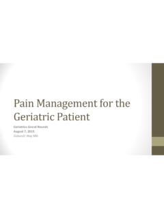 Pain Management for the Geriatric Patient