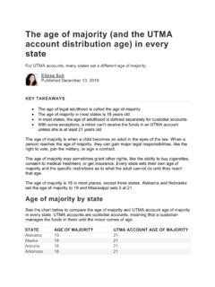 The age of majority (and the UTMA account distribution age ...