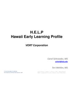 H.E.L.P Hawaii Early Learning Profile - KEDS Online