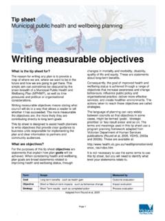 Writing measurable objectives - Department of Health, …