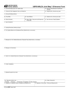 USPS-NRLCA Joint Step 1 Grievance Form