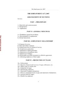 THE EMPLOYMENT ACT, 2007 ARRANGEMENT OF SECTIONS …