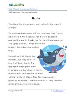 Reading Comprehension Worksheet and Kid's Fable - 'Sharks'