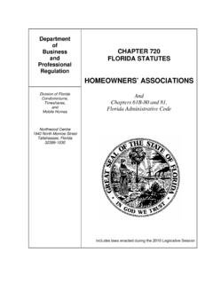 Department of Business CHAPTER 720 FLORIDA STATUTES ...