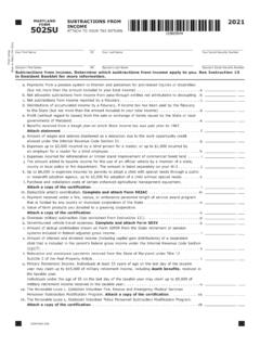 MARYLAD SUBTRACTIONS FROM 2021 FORM INCOME 502SU