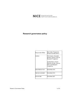 Research governance policy - NICE