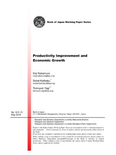 Productivity Improvement and Economic Growth - boj.or.jp