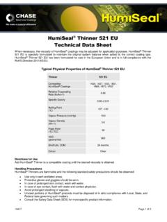 HumiSeal Thinner 521 EU Technical Data Sheet