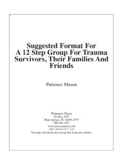 Suggested Format For A 12 Step Group For Trauma Survivors ...