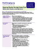 Ensuring Quality Nursing Home Care Care of Older …