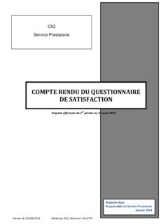 COMPTE RENDU DU QUESTIONNAIRE DE SATISFACTION