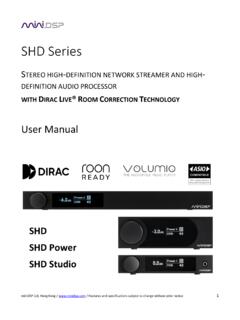 miniDSP SHD Series User Manual