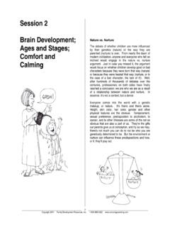Session 2 Brain Development; Ages and Stages; Comfort …