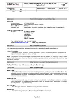 Safety Data sheet (MSDS) for HFO32 and HFO46 ... - Hi-Force