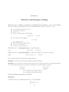 De nition and Examples of Rings