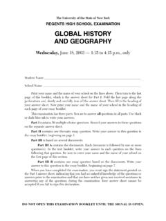 GLOBAL HISTORY AND GEOGRAPHY - Regents Examinations