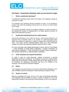Fact Sheet Constructive dismissal: when you are forced to ...