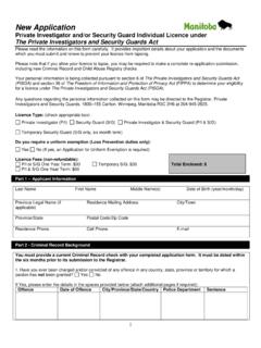 Application for Individual License - Province of Manitoba