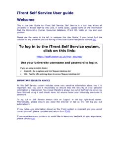 iTrent Self Service User guide Welcome To log in to the ...