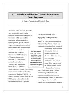 RTI: What It Is and How the TN-State Improvement Grant ...