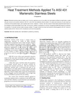 Martensitic Stainless Steels - IJSER