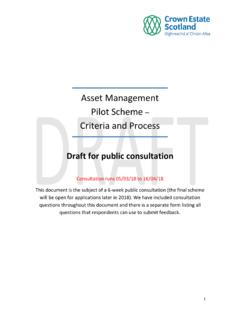 Asset Management Pilot Scheme Criteria and Process