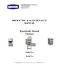OPERATING &amp; MAINTENANCE MANUAL Electrically Heated …