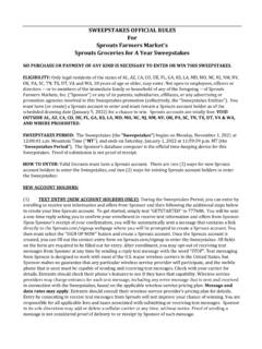 SWEEPSTAKES OFFICIAL RULES For Sprouts Farmers Market’s ...